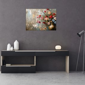 Tablou pe sticlă - Vaza de flori (70x50 cm)