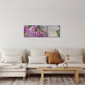 Tablou - Flori de liliac (cu ceas) (90x30 cm)