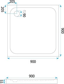 Cada pentru dus din acril Rea Belmond White 90x90