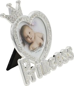 Ramă Foto Princess AZAY cu Coroană și Cristale, 8x8 cm, Ramă Foto Bebeluși, Cadou Botez / Nou-Născut, Cutie Cadou Inclusă