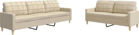 vidaXL Set de canapele, 2 piese, crem, material textil