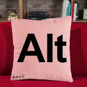 Perna Personalizata Tasta Alt Tipografie Bold, 40x40 cm, Roz, Husa Detasabila, Perna Inclusa, BEKZ®