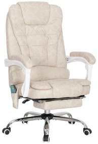 Vinsetto Fotoliu de birou cu masaj și încălzire, scaun de birou, înălțime reglabilă, spătar rabatabil, 65x70x111-119cm, crem | Aosom Romania