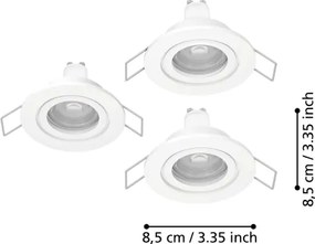 Eglo 902235 - Set 3xLED plafonieră pentru baie BARRANCO 1xGU10/4,5W/230V IP44 alb