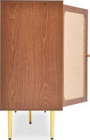 Comodă modernă cu 2 uși și 3 sertare, raft reglabil, pentru living și dormitor, 150x40x90 cm, Culoare naturală