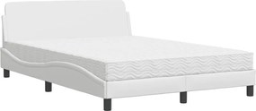 vidaXL Pat cu saltea, Dover, alb, 120x200 cm, piele ecologică