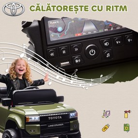 AIYAPLAY Auto Electric pentru Copii TOYOTA Land Cruiser 12V cu Telecomandă, Vârsta 3-8 Ani, Verde | Aosom Romania