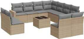 vidaXL Set canapele de grădină cu perne, 12 piese, bej, poliratan