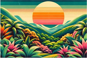 Tablou - Apus de soare multicolor (90x60 cm)