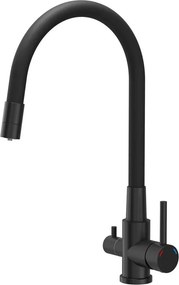 Baterie bucatarie cu pipa flexibila Quadron Pop Agnes finisaj negru carbon