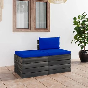 Set mobilier gradina din paleti, 2 piese, cu perne, lemn de pin 2, albastru, Da, 2