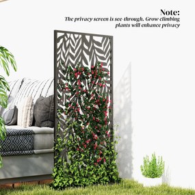 Outsunny Separator de cameră 65 x 130 cm, paravan freestanding/suspendat, panou de protecție vizuală din metal, Negru | Aosom Romania