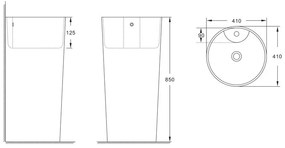 Lavoar stativ, Fluminia, Athos-B, rotund, 40 cm, alb