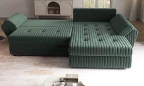 Colțar extensibil dumonde cu ladă de depozitare si sezut confortabil din spuma high-density, Loana Ambience Green 270x185 cm