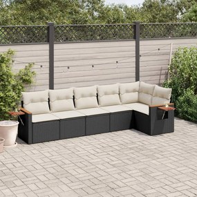 3259228 vidaXL Set mobilier de grădină cu perne, 6 piese, negru, poliratan