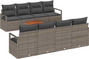 vidaXL Set de canapele pentru grădină 9 pcs Gri poliratan