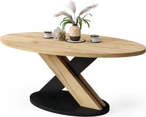 Mazzoni Măsuță de cafea ovală LOXA Stejar Craft Auriu / Negru - MĂSUȚĂ DE CAFEA 120x65 cm