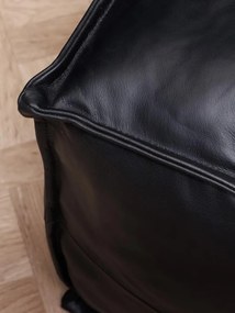 Puf negru, din piele naturala, Marceau