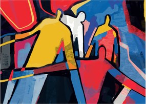 Tablou pe sticlă - Abstract bărbați (70x50 cm)