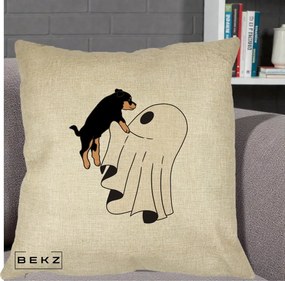 Perna Decorativa Caine Rottweiler Fantoma Halloween, 40x40 cm, Crem, Husa Detasabila, Perna Inclusa, BEKZ®