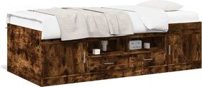 vidaXL Pat de zi cu sertare fără saltea, stejar fumuriu, 90x200 cm