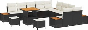 vidaXL Set de canapele pentru grădină 13 pcs Negru Rattan poli
