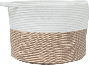 vidaXL Coș de rufe, maro și alb, Ø55x36 cm, bumbac