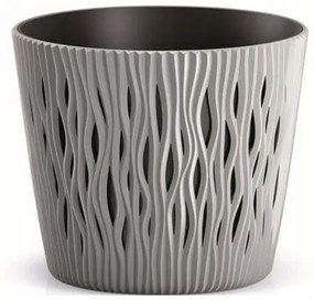 Ghiveci decorativ de flori, rotund, gri, 15.8x13.8 cm, Sandy Round