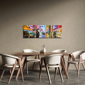 Tablou - Oraș în lumina neoanelor (cu ceas) (90x30 cm)