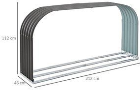 Outsunny Suport de lemne de foc, rezistent la intemperii, din oțel, 212 cm x 46 cm x 112 cm, Gri | Aosom Romania