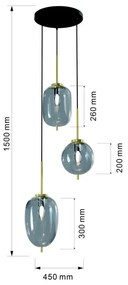 Lustră pe cablu BELLEVILLE Wofi 5007-302 3xE14/40W/230V negru/auriu