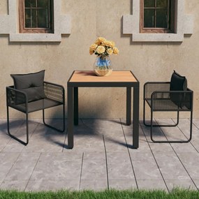 3060106 vidaXL Set mobilier masă de grădină, 3 piese, negru și maro, ratan PVC