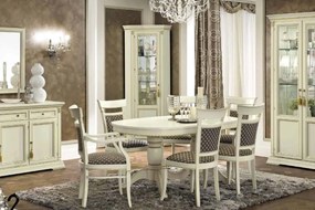 Masă lemn masiv Ovala Victoria Extensibila 160/, 240 × 100 × 78 cm - Crem