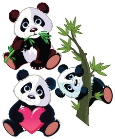 Set 3 autocolante de perete Ambiance Panda