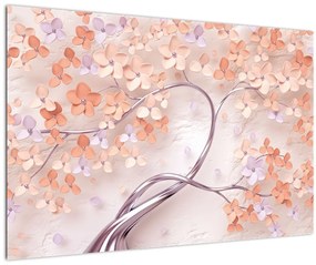 Tablou florilor de pom din coral - abstract (90x60 cm)