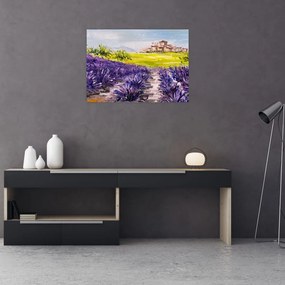 Tablou pe sticlă - Provence, Franța, pictură în ulei (70x50 cm)