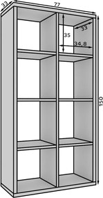 Bibliotecă, 77x150 cm, Cleo V, ADRK Furniture (Culoare: Alb)