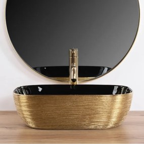REA-U8780 - Lavoar pentru blat BELINDA 33 x 46,5 cm, ceramică/negru/auriu