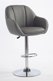 HR2055W Scaun Gri din Piele Ecologica cu Bază Cromata