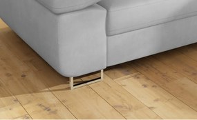 Colțar gri deschis extensibil/cu spațiu de depozitare cu tapițerie din catifea (cu colț pe partea dreaptă/în formă de ”L”) Anton – ELTAP