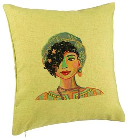 Perna Decorativa, Model Colorful Fashion, 40x40 cm, Verde, Husa Detasabila, Burduf