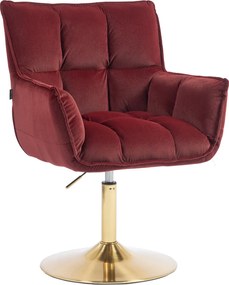 HR560N Scaun Catifea Bordo Merlot cu Bază Aurie