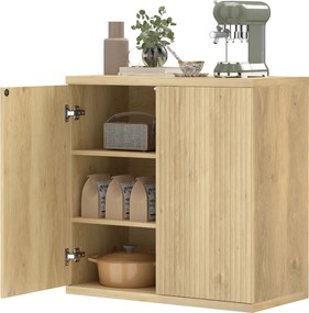 HOMCOM Bufet living, corp de depozitare modern cu uși cu închidere silențioasă și rafturi reglabile, 78 x 39 x 79 cm, stejar | Aosom Romania