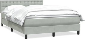 vidaXL Pat box spring cu saltea, gri deschis, 160x210 cm, catifea