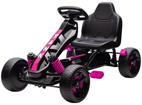 AIYAPLAY Kart cu pedale pentru copii, karting copii 3-6 ani cu ambreiaj automat, frână, roți EVA antiderapante, roz | Aosom Romania