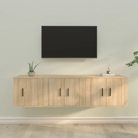 3188441 vidaXL Set dulap TV, 3 piese, stejar sonoma, lemn prelucrat
