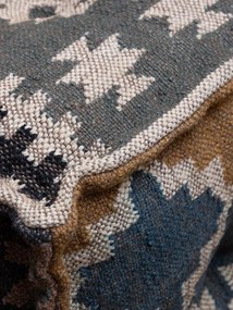 Puf multicolor, din iuta naturala si lana, Summer Kilim