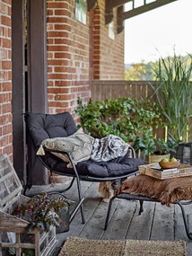 Set fotoliu si taburet, negru, cu perne, Boel