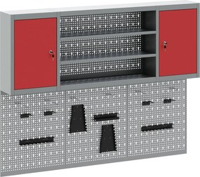 vidaXL Set dulap de unelte 6 pcs Roșu Oțel vopsit electrostatic