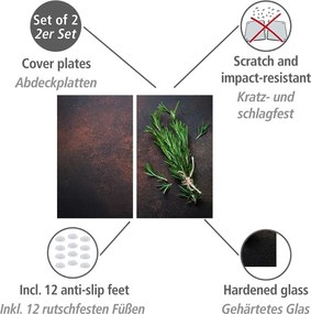 Protecții de aragaz 2 buc. din sticlă temperată 52x30 cm Rosemary – Allstar